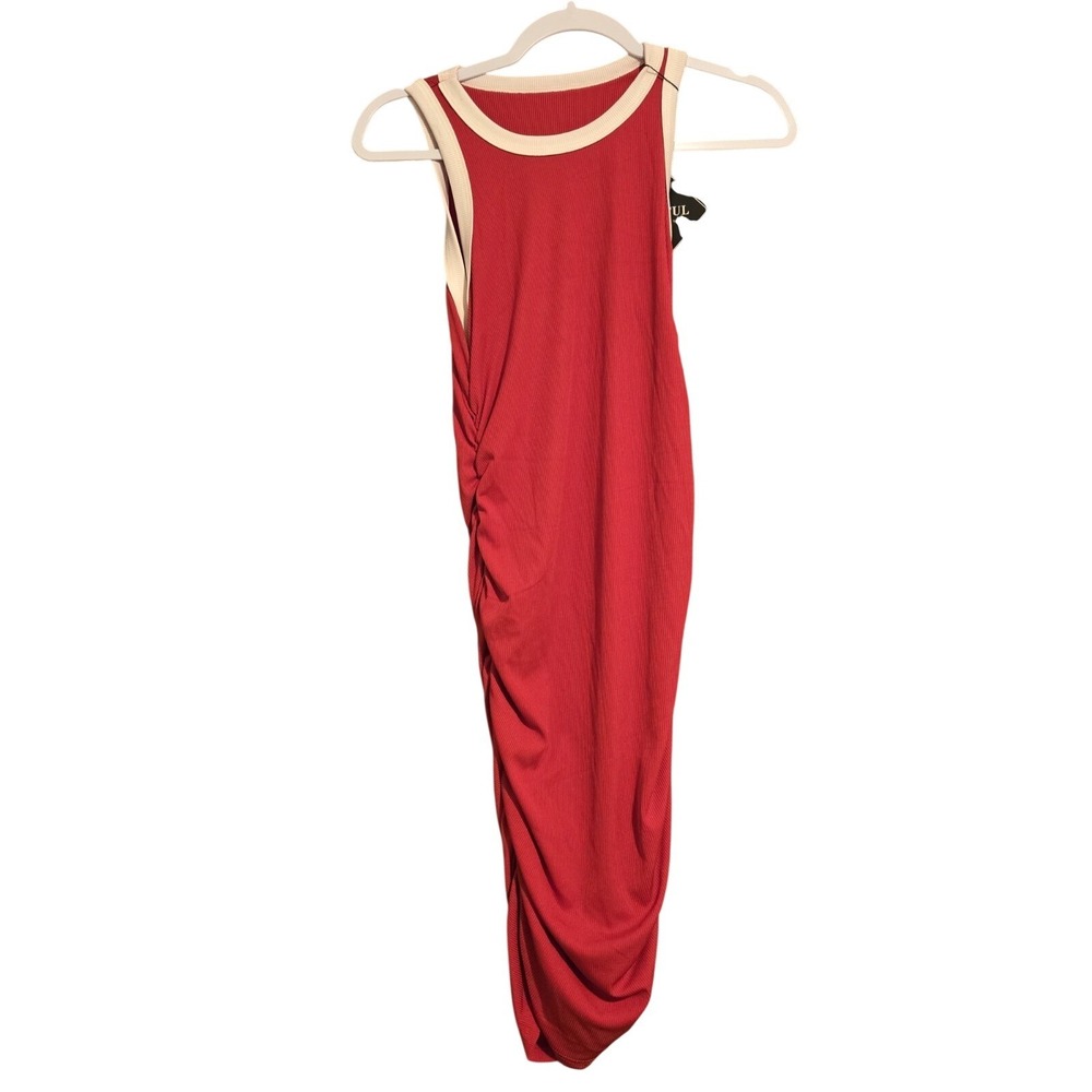 Zaful Red Summer Bodycon Dress Crew‎ Neck Ribbed Tank Mini Festival Style 4